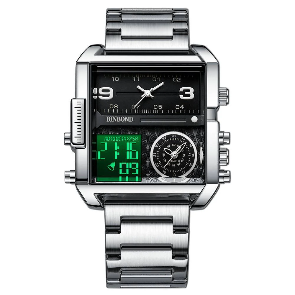 BINBOND Men's Fashion Large Dial Multi-functional Sports Quartz Watch - Image 12