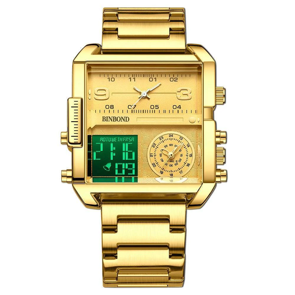 BINBOND Men's Fashion Large Dial Multi-functional Sports Quartz Watch - Image 13