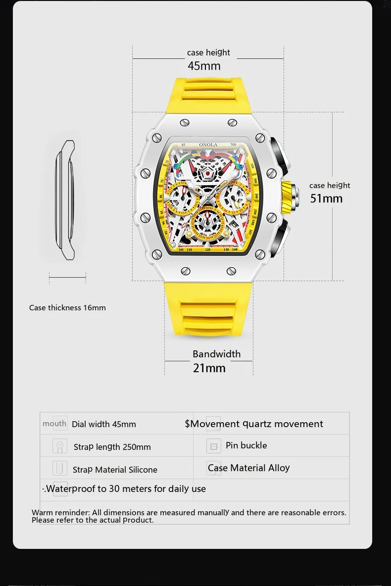 Onola 6827 Multifunctional Fashion Waterproof trendy Quartz watch For Men - Image 2