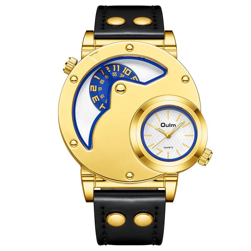 Oulm Multi-functional Exaggerated Dial Quartz Watch For Men - Image 5
