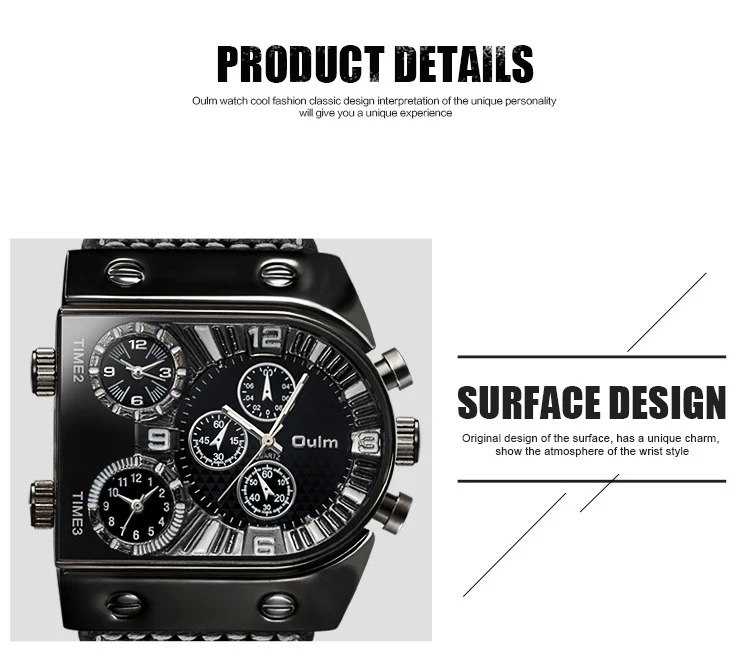Oulm U Shape Quartz Multifunction Watch For Men 9315 - Image 4