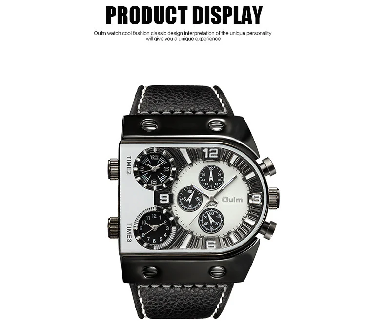 Oulm U Shape Quartz Multifunction Watch For Men 9315 - Image 5