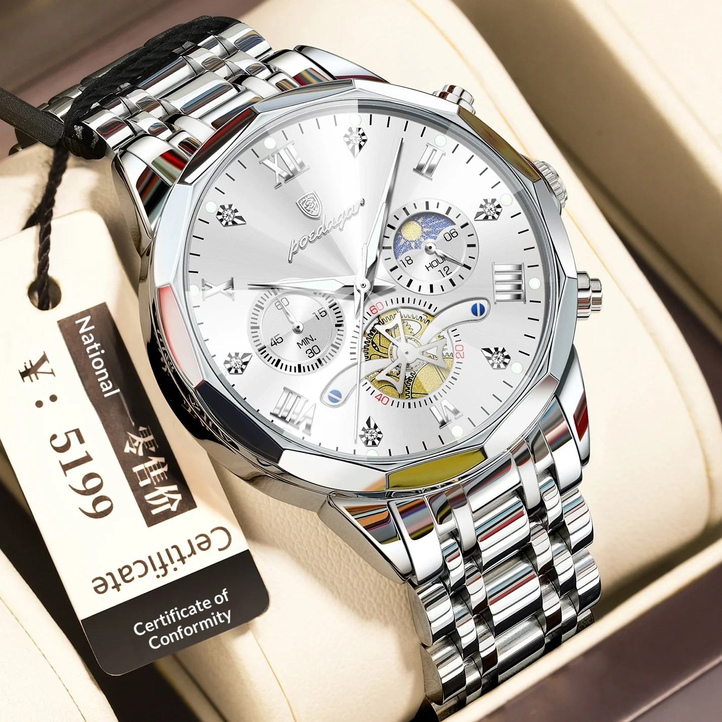 Poedagar 938 Moonphase Multifunctional Quartz Watch For Men - Image 13