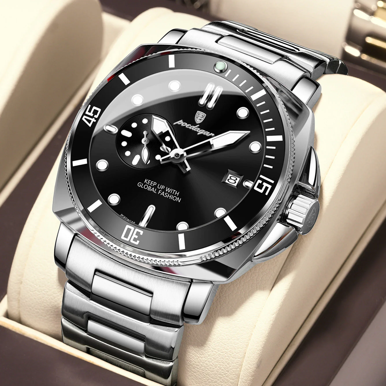 Poedagar EU873 Steel-band Luminous Quartz Watch for Men - Image 3