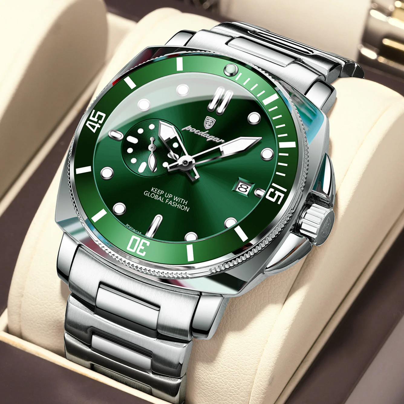 Poedagar EU873 Steel-band Luminous Quartz Watch for Men - Image 6