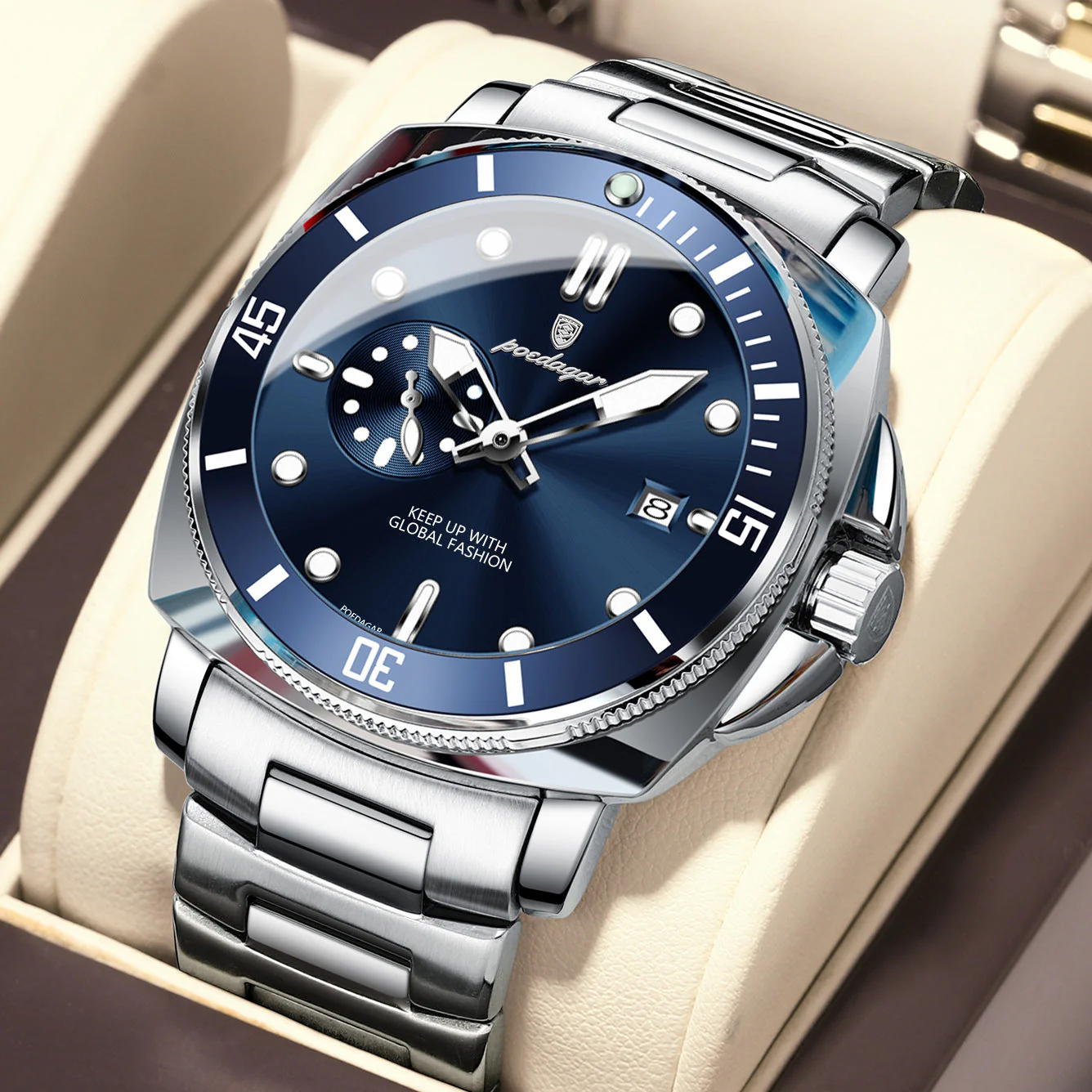 Poedagar EU873 Steel-band Luminous Quartz Watch for Men - Image 7