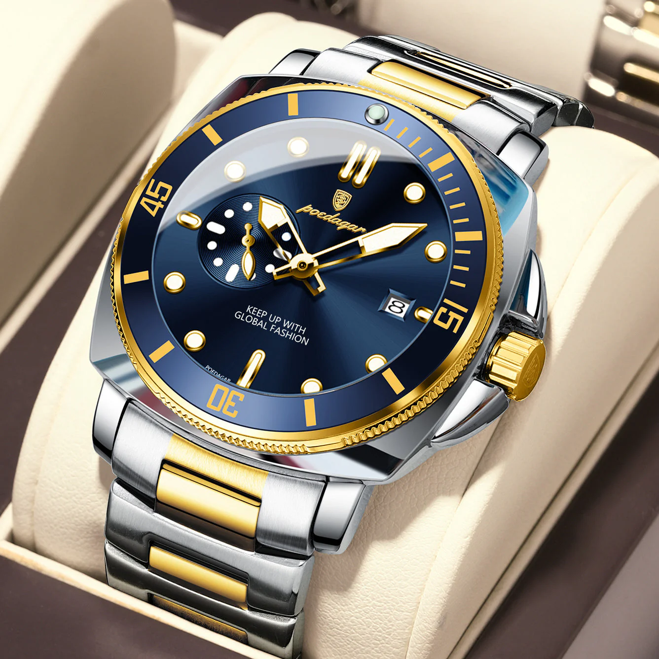 Poedagar EU873 Steel-band Luminous Quartz Watch for Men - Image 8