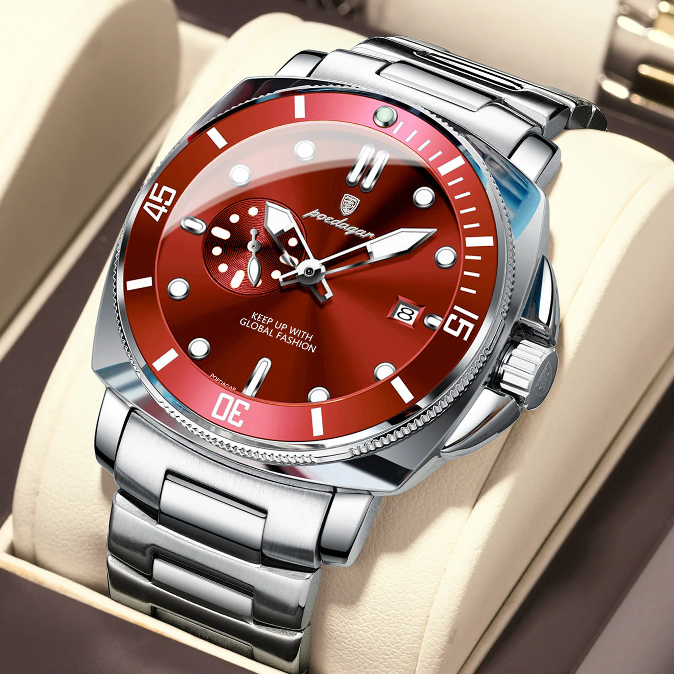 Poedagar EU873 Steel-band Luminous Quartz Watch for Men - Image 9