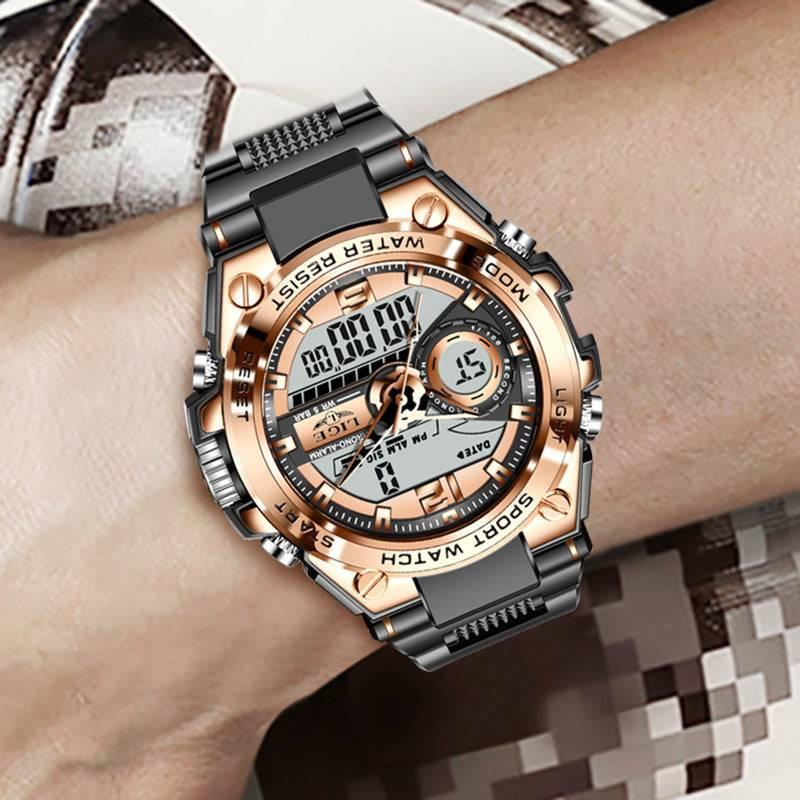 Lige 8922 Analog Digital Quartz Watch Waterproof Watch For Men - Image 5
