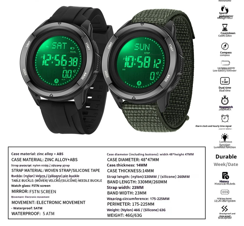 Sanda 2197 Compass Step Counter Digital Watch For Men - Image 4