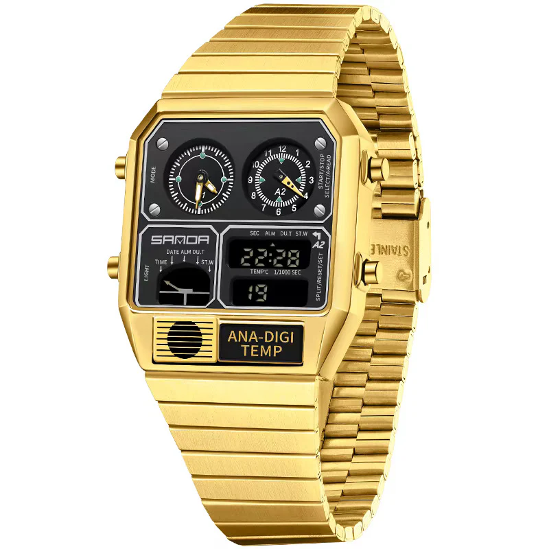 Sanda 3192 Multi time Analog Digital Watch for Men - Image 4