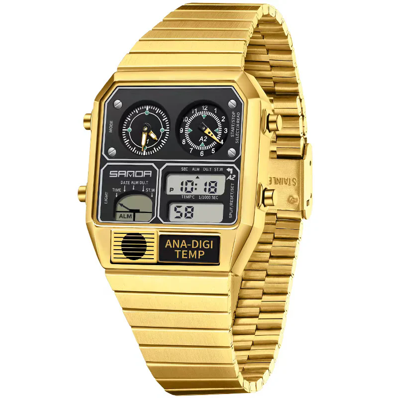 Sanda 3192 Multi time Analog Digital Watch for Men - Image 5
