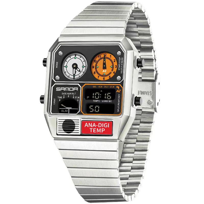 Sanda 3192 Multi time Analog Digital Watch for Men - Image 6