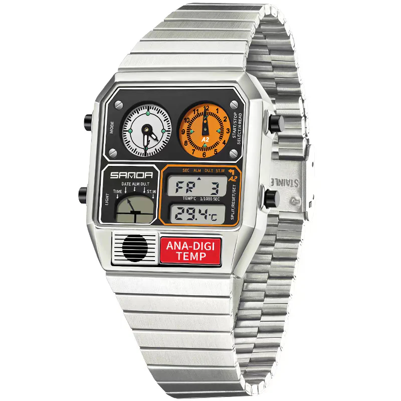 Sanda 3192 Multi time Analog Digital Watch for Men - Image 7