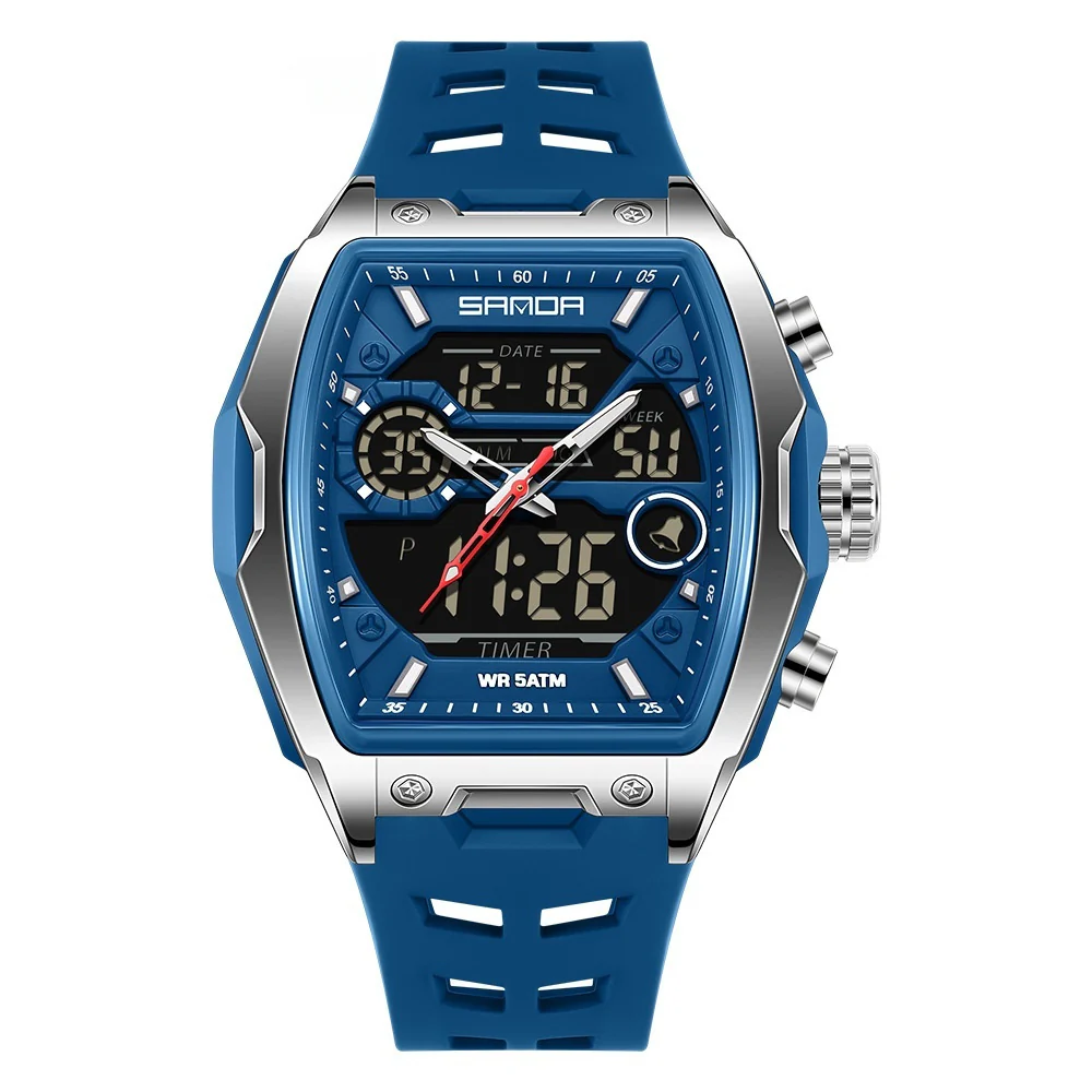 Sanda 6235 Barrel-shaped Waterproof Multifunctional Alarm Sports Watch For Men - Image 10