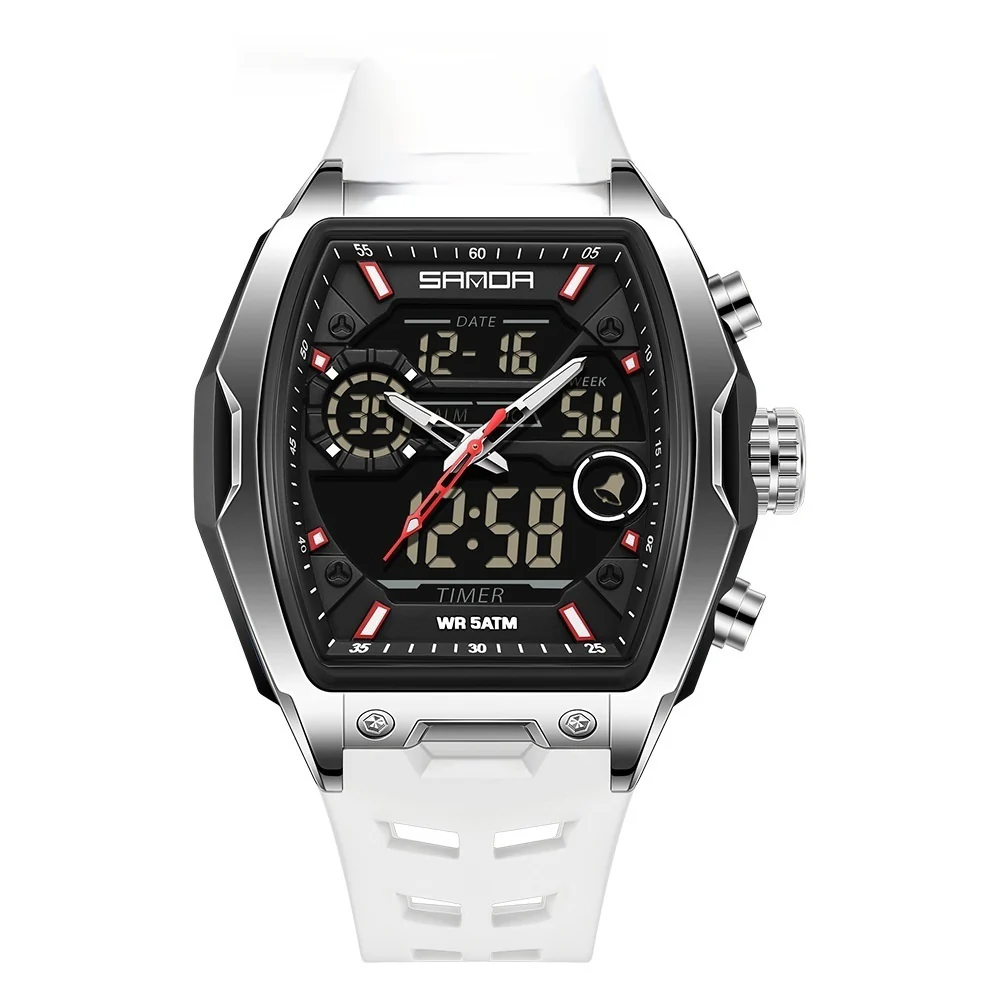 Sanda 6235 Barrel-shaped Waterproof Multifunctional Alarm Sports Watch For Men - Image 11