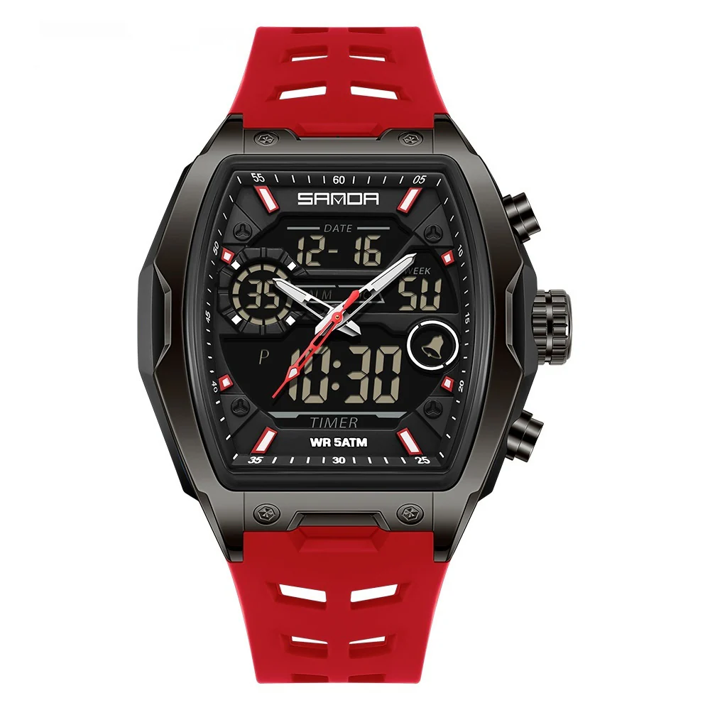 Sanda 6235 Barrel-shaped Waterproof Multifunctional Alarm Sports Watch For Men - Image 8