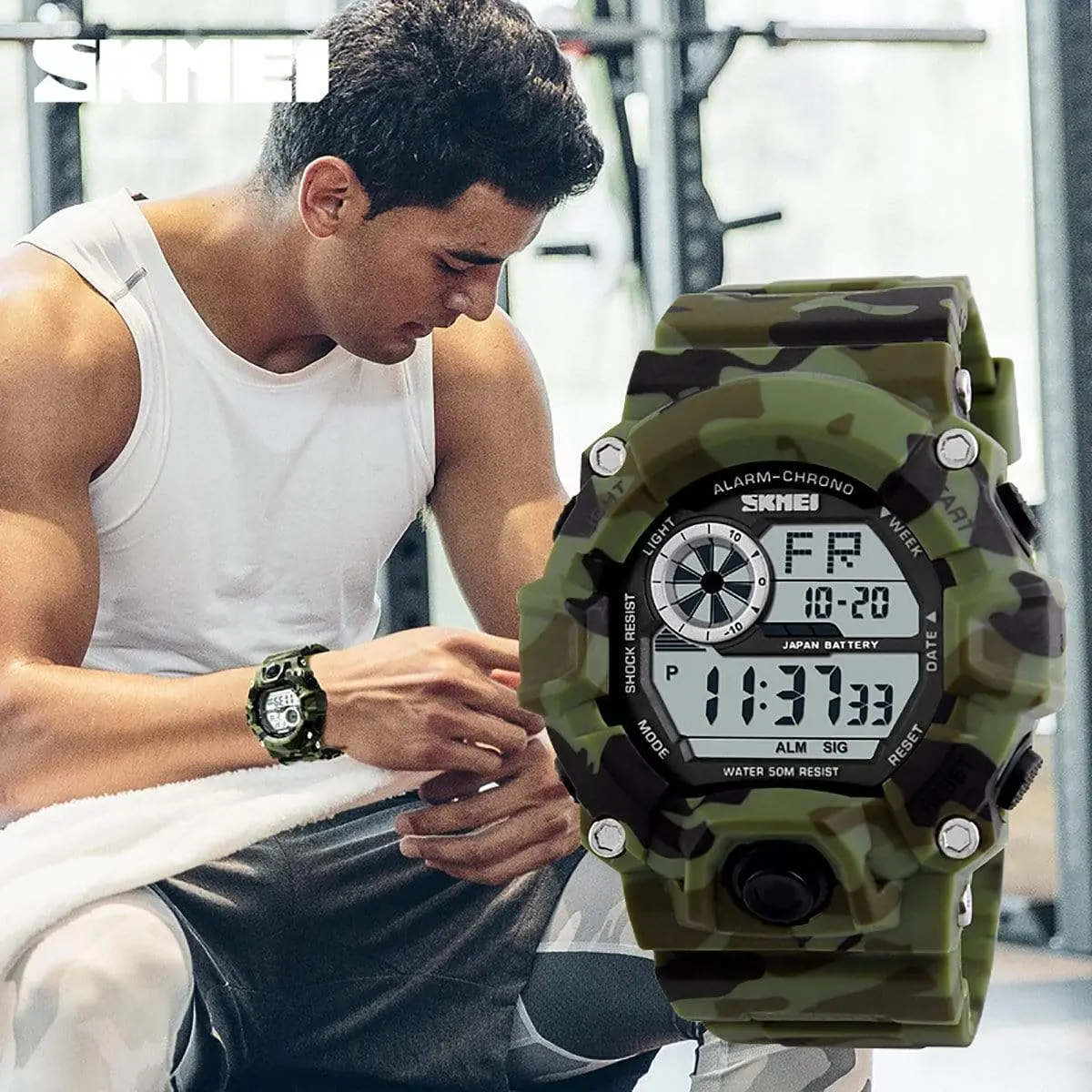 Skmei 1019 Original Camouflage Digital Round Waterproof Sport watch For Men - Image 6