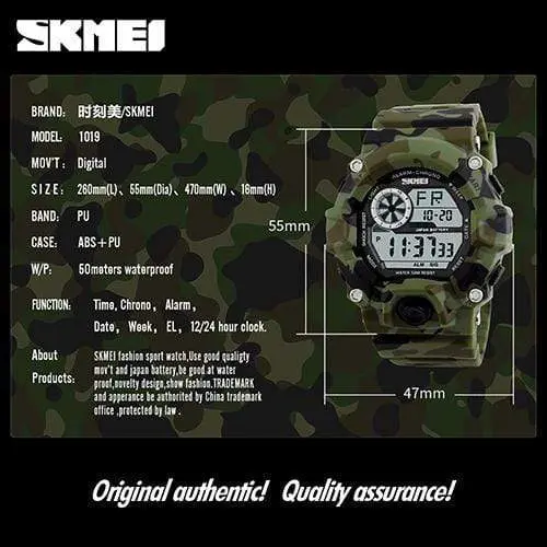 Skmei 1019 Original Camouflage Digital Round Waterproof Sport watch For Men - Image 7