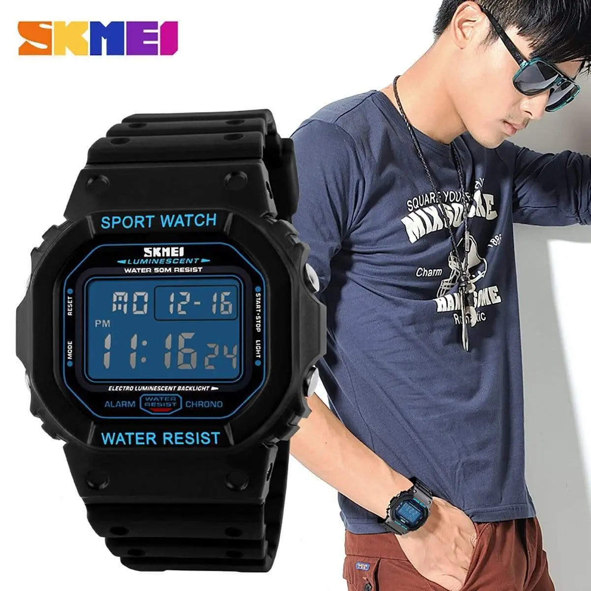 Skmei 1134 Original square dial Digital waterproof watch for Men - Image 5