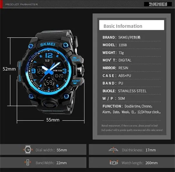 Skmei 1155B Original Analog Digital waterproof Sports watch for men - Image 12