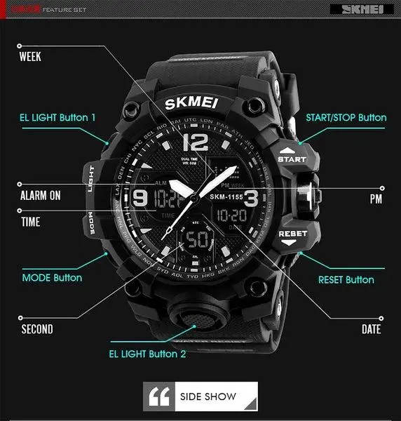 Skmei 1155B Original Analog Digital waterproof Sports watch for men - Image 13