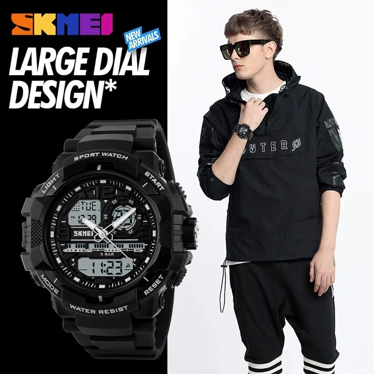 Skmei 1164 Original 3time Analog Digital waterproof sports watch For Men - Image 3