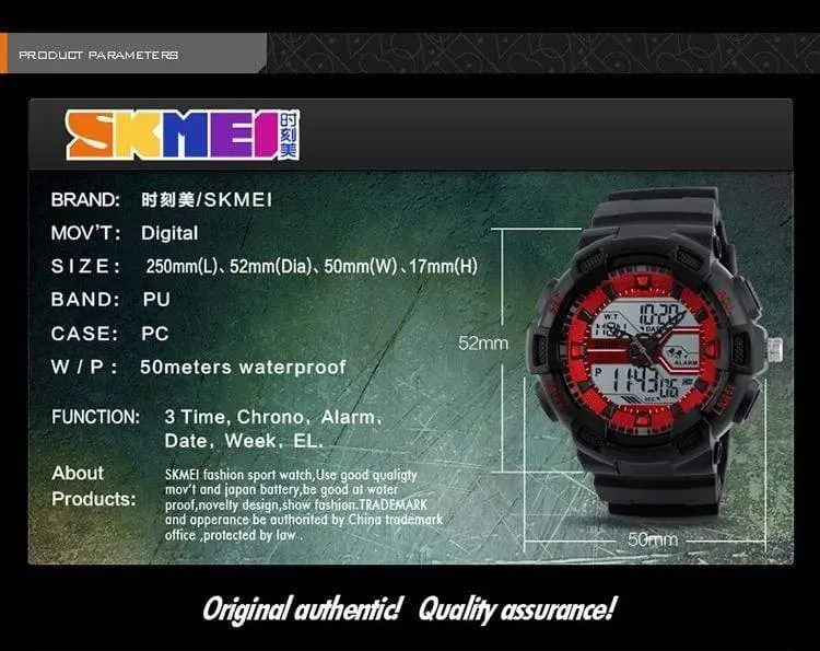 Skmei 1189 Original Analog Digital waterproof sport watch for Boys For Men - Image 6
