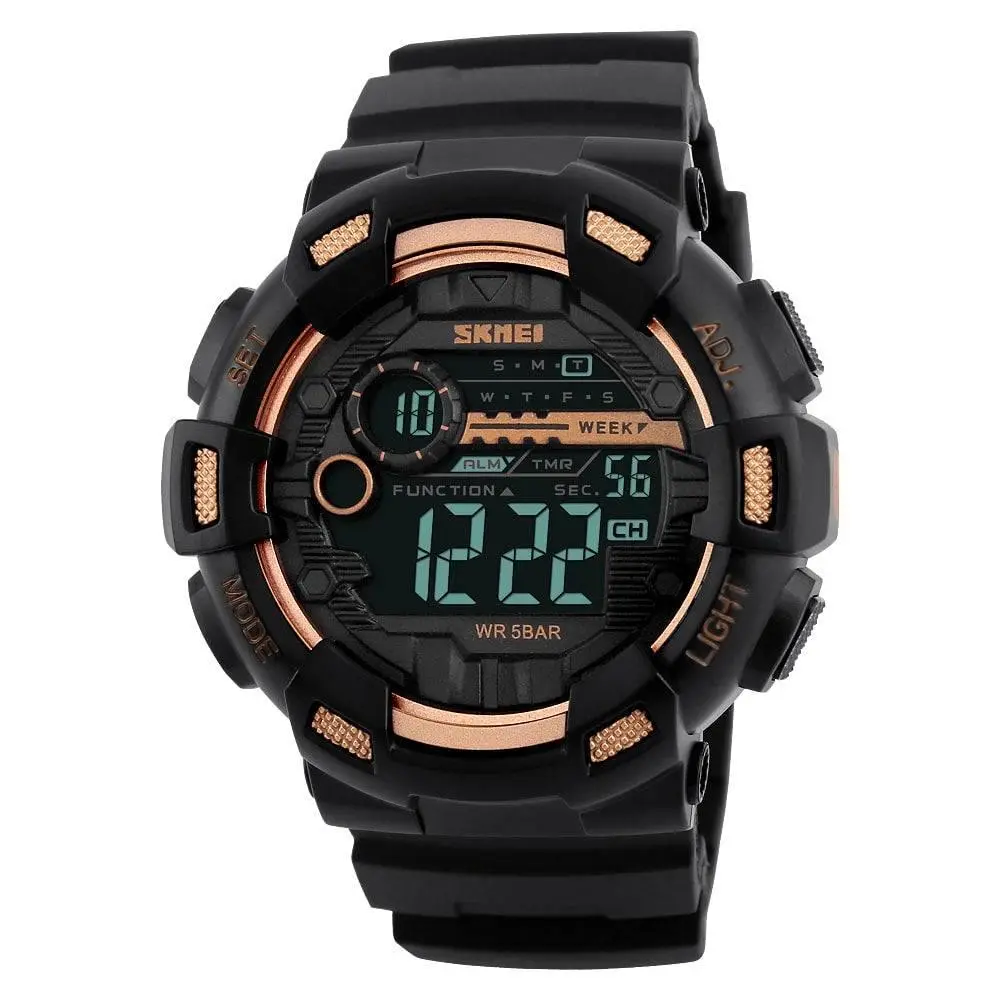 Skmei 1243 Gold Original Digital waterproof Sports Watch For Men Boys - Image 3
