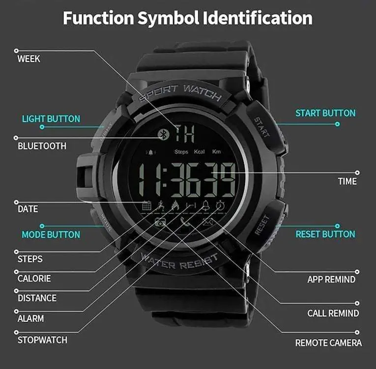 Skmei 1245 Smart watch Bluetooth watch Round digital watch for men - Image 7
