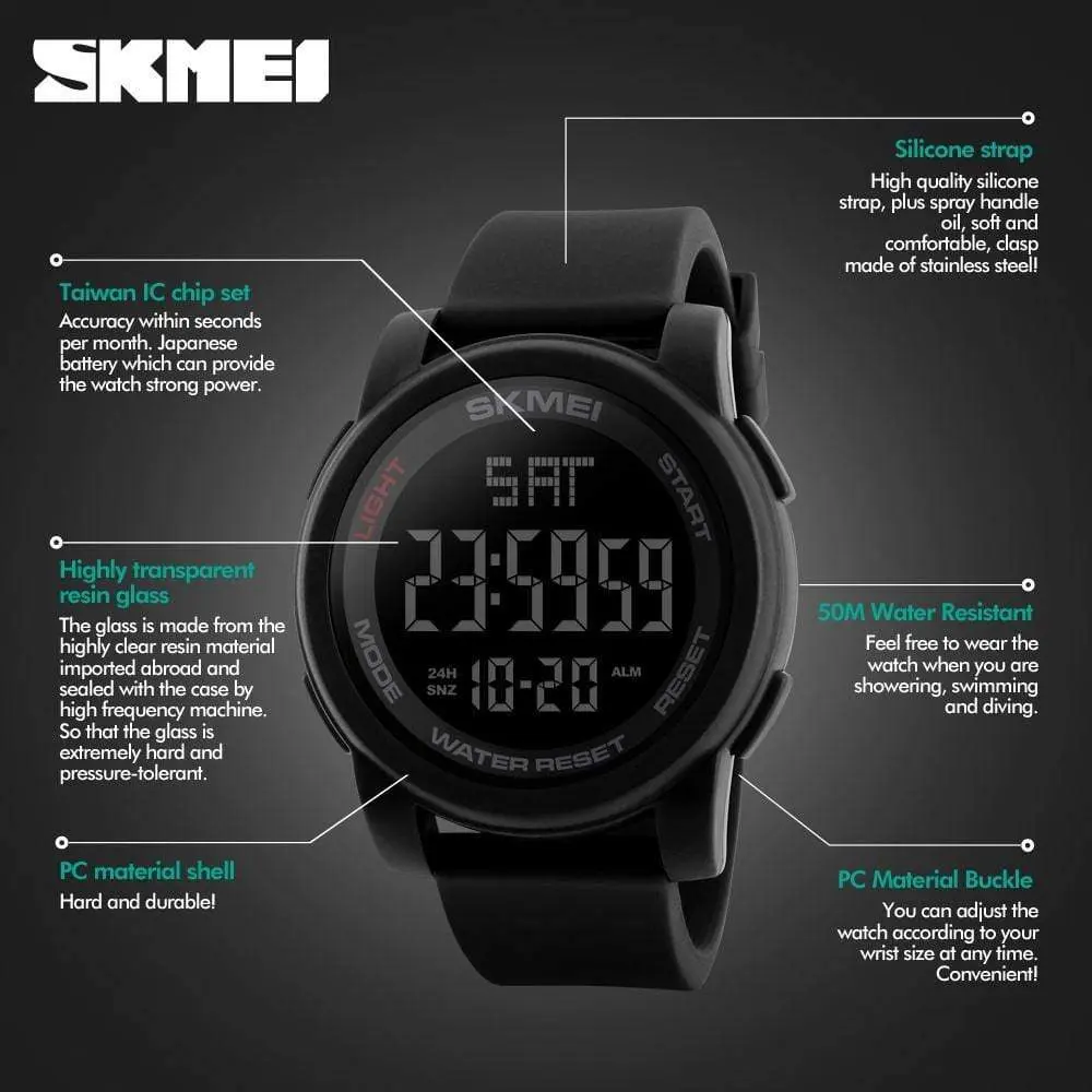 Skmei 1257 Original Digital Round waterproof watch for Men - Image 11