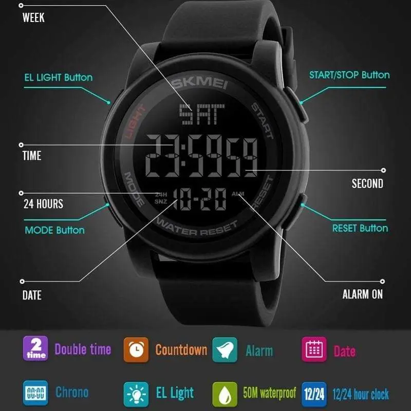 Skmei 1257 Original Digital Round waterproof watch for Men - Image 12