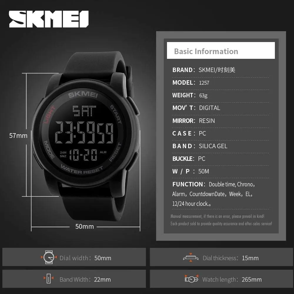 Skmei 1257 Original Digital Round waterproof watch for Men - Image 5