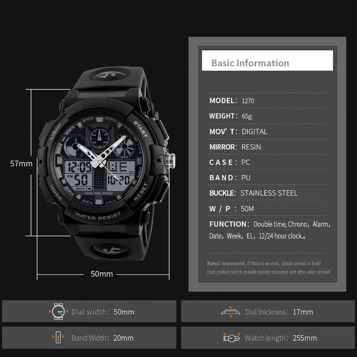 Skmei 1270 Original Analog Digital Multifunction Watch Waterproof wrist watch for Men - Image 10