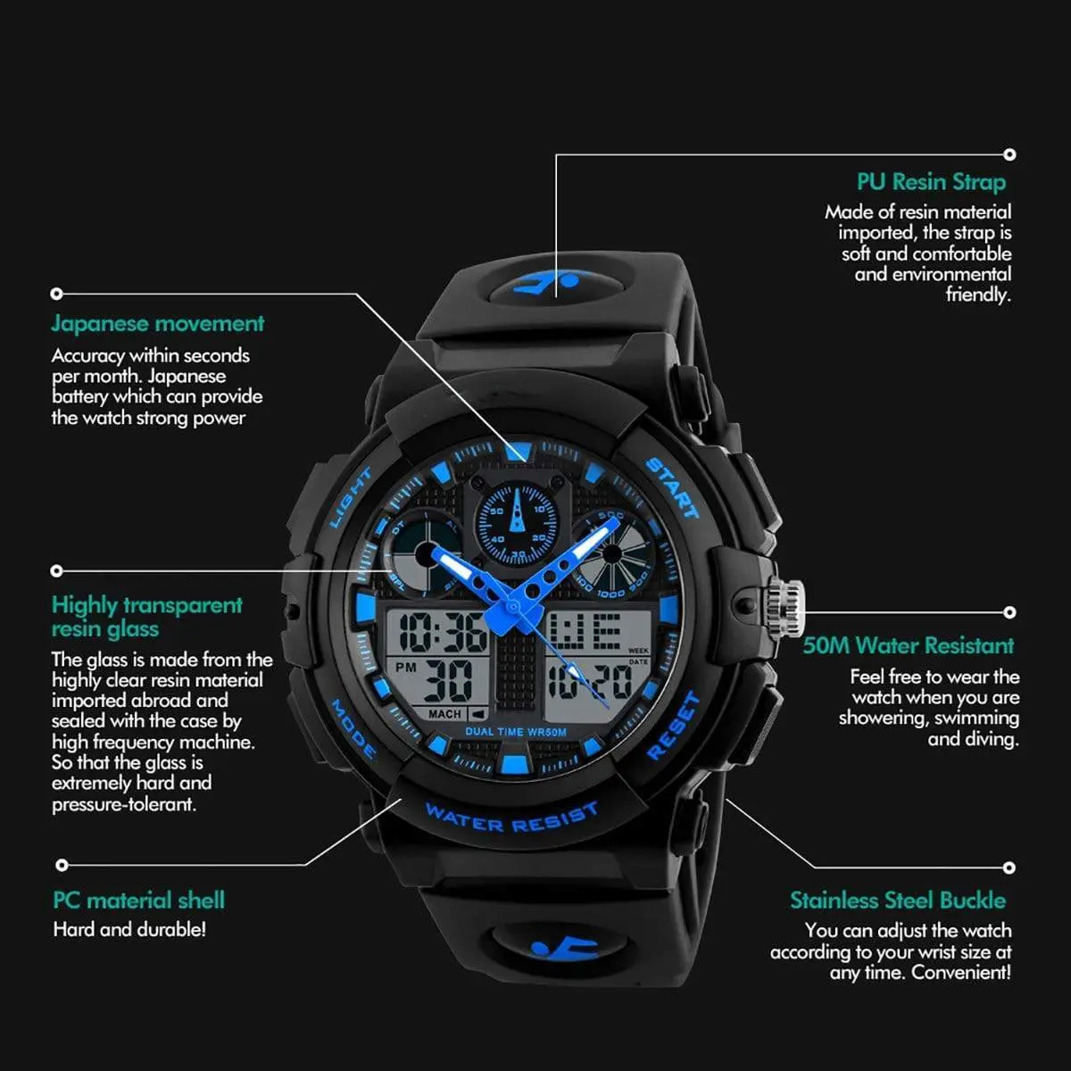 Skmei 1270 Original Analog Digital Multifunction Watch Waterproof wrist watch for Men - Image 12