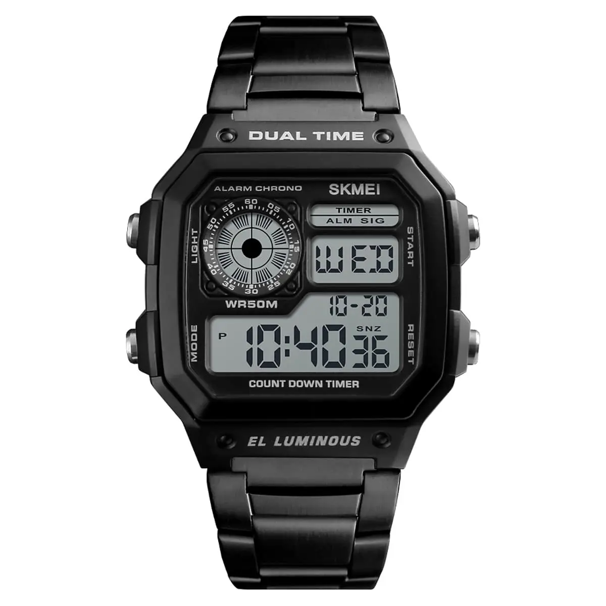 Skmei 1335 Original stainless steel square dial sport Digital watch wrist watch for Men - Image 3