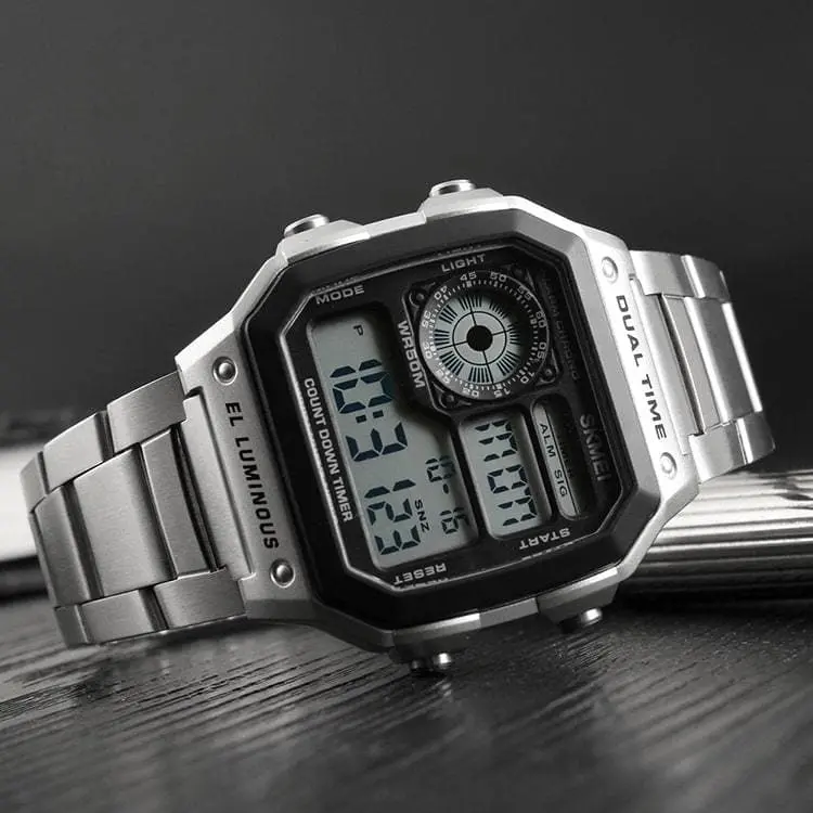 Skmei 1335 Original stainless steel square dial sport Digital watch wrist watch for Men - Image 5
