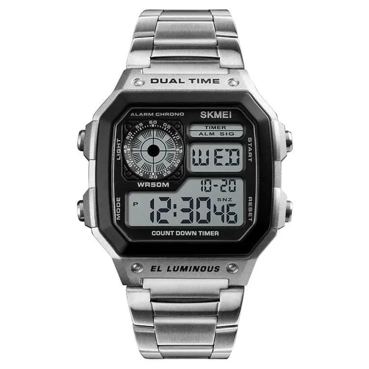 Skmei 1335 Original stainless steel square dial sport Digital watch wrist watch for Men - Image 7