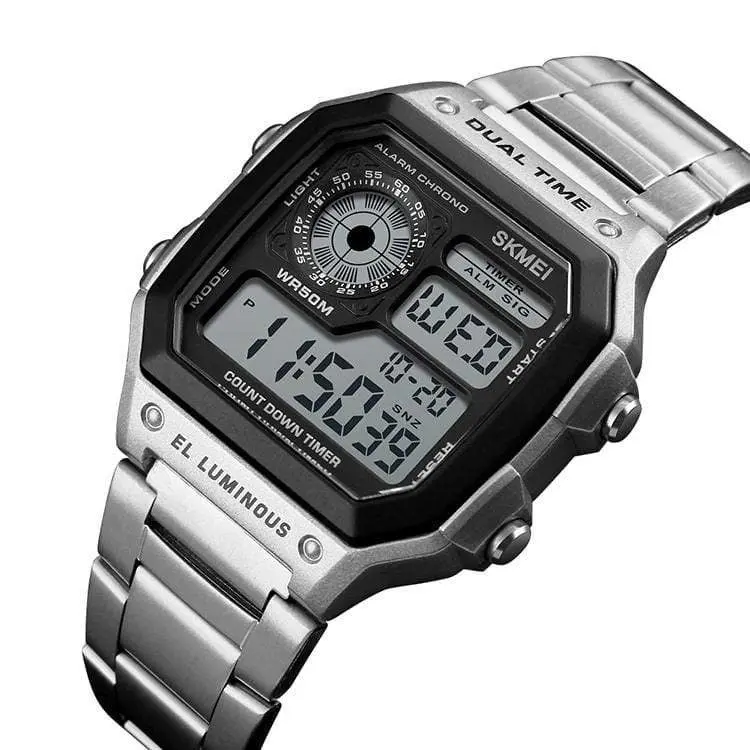Skmei 1335 Original stainless steel square dial sport Digital watch wrist watch for Men - Image 8