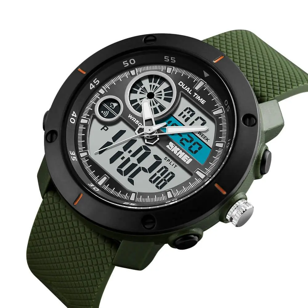 Skmei 1361 Original Analog Digital Big Dial Sport watch for Men Green - Image 3