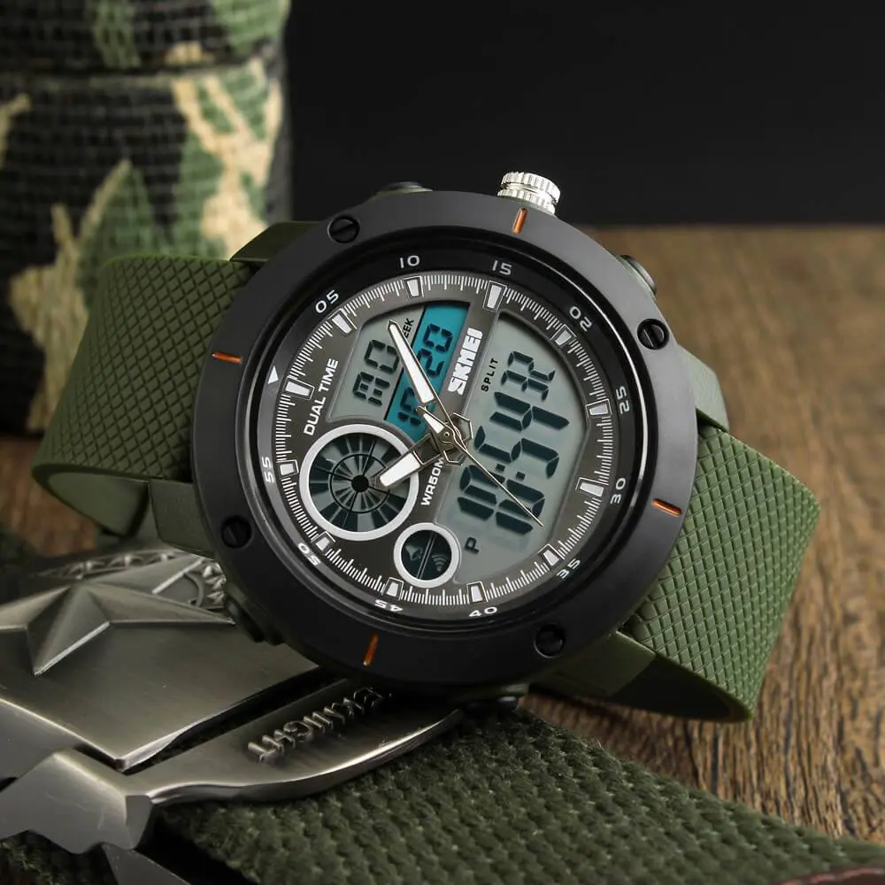 Skmei 1361 Original Analog Digital Big Dial Sport watch for Men Green - Image 4