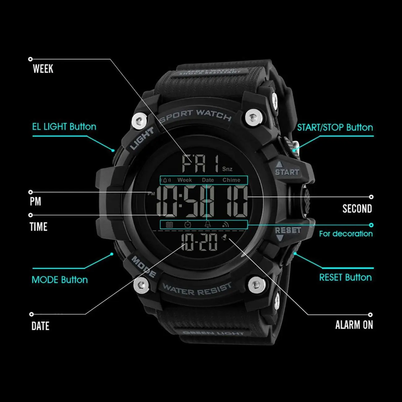 Skmei 1384 Original Digital Waterproof Sports watch For Men - Image 20