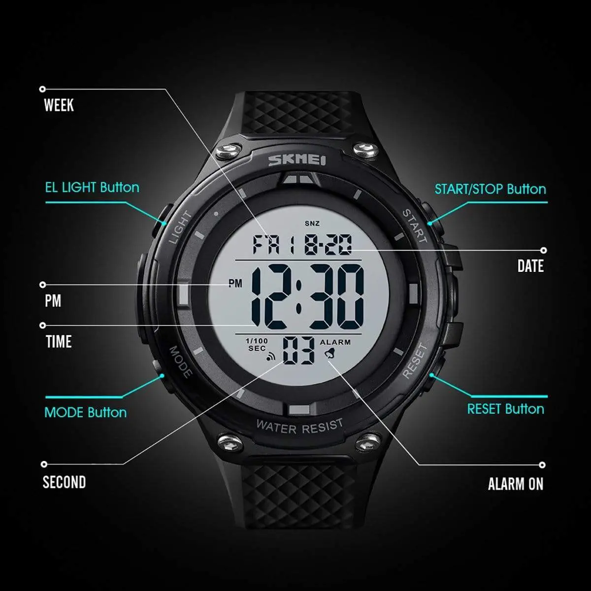 Skmei 1441 Original large dial digital waterproof sport watch for Men - Image 8
