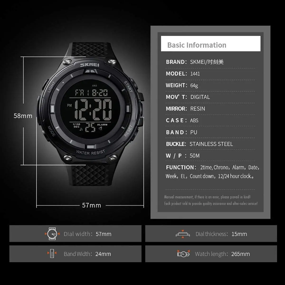 Skmei 1441 Original large dial digital waterproof sport watch for Men - Image 9