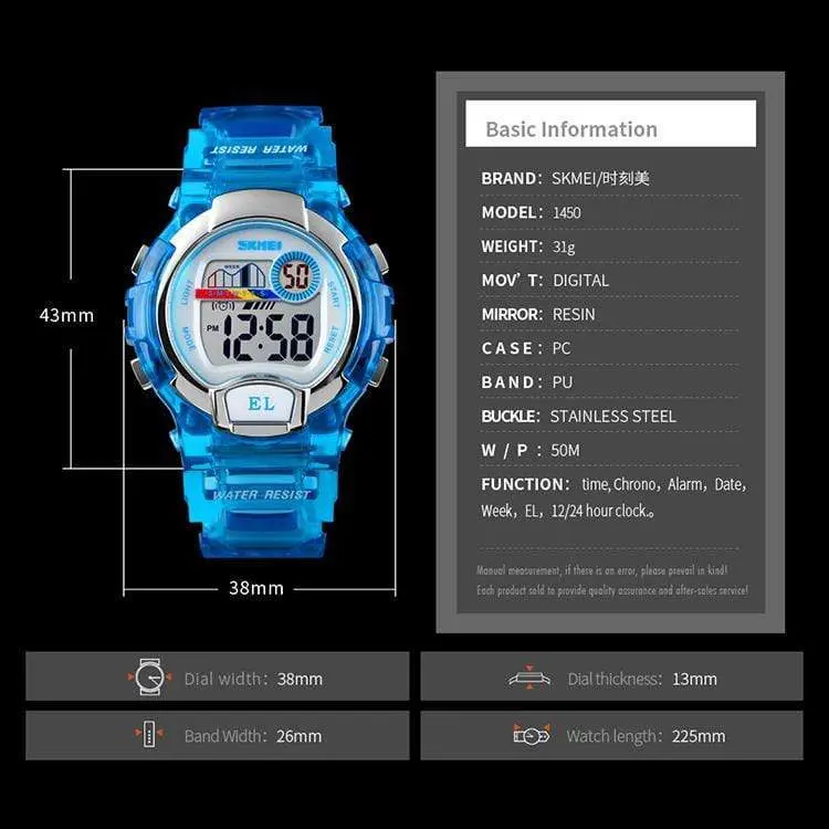 Skmei 1450 Original Digital Multicolor Light Watch Boys & Girls - Image 6