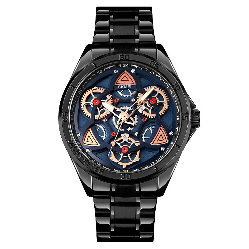 Skmei 1678 Steel Band Creative Gear Turning Mechanical Wind Quartz Watch For Men - Image 3
