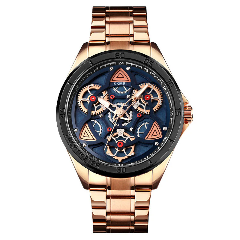 Skmei 1678 Steel Band Creative Gear Turning Mechanical Wind Quartz Watch For Men - Image 5