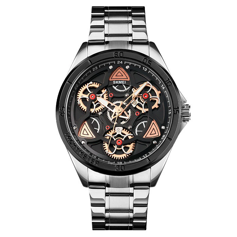 Skmei 1678 Steel Band Creative Gear Turning Mechanical Wind Quartz Watch For Men - Image 6