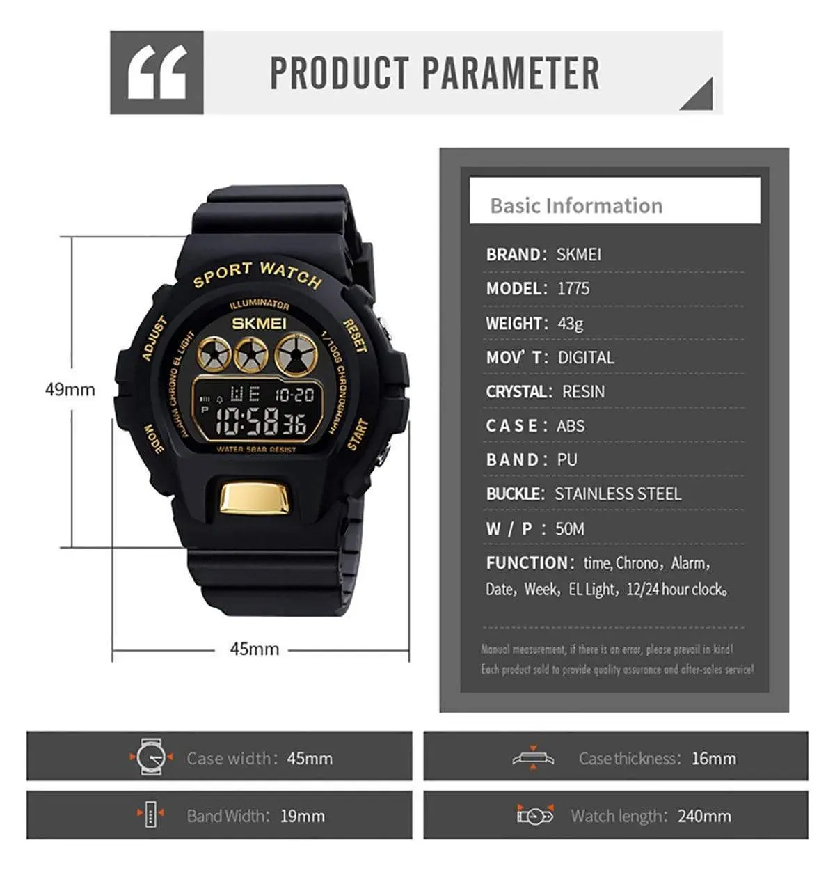 Skmei 1775 Original Digital Sport Watch for Boys & Girls - Image 6
