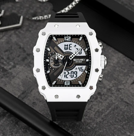 Skmei 2398 Multifunctional Dual Displays Stylish Barrel-shaped Case watch for Men - Image 2